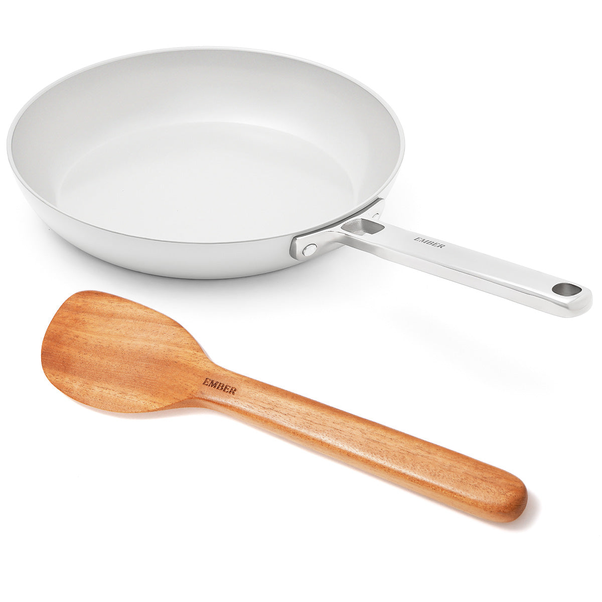 Ember Cookware Arcilla Ceramic Frying Pan 24cm | Non Stick Cookware | Non Toxic Pan | ISI Certified | Ceramic Fry Pan for Cooking | Steel Handle | PFAS & PTFE Free| 5-Year Warranty | Grey