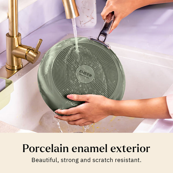 Ember Cookware Arcilla Ceramic Frying Pan | Non Stick Cookware | Non Toxic Pan | Isi Certified | Ceramic Fry Pan for Cooking | Green dimensions