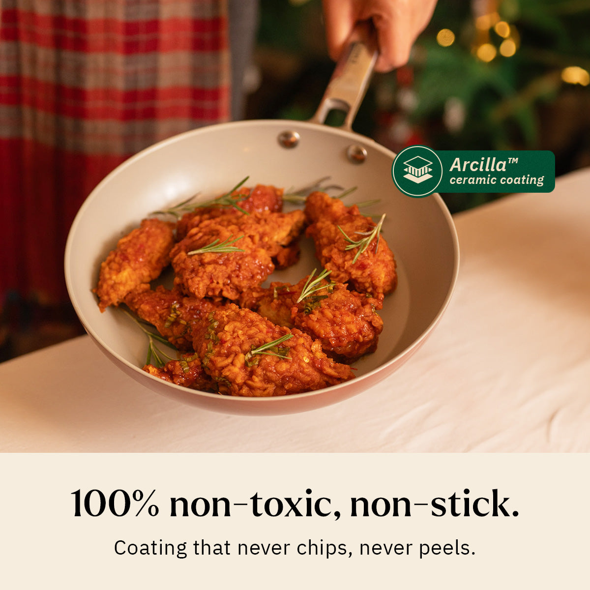 Ember Cookware Arcilla Ceramic Frying Pan 24cm | Non Stick Cookware | Non Toxic Pan | ISI Certified | Ceramic Fry Pan for Cooking | Steel Handle | PFAS PTFE Free | 5-Year Warranty | Terracotta