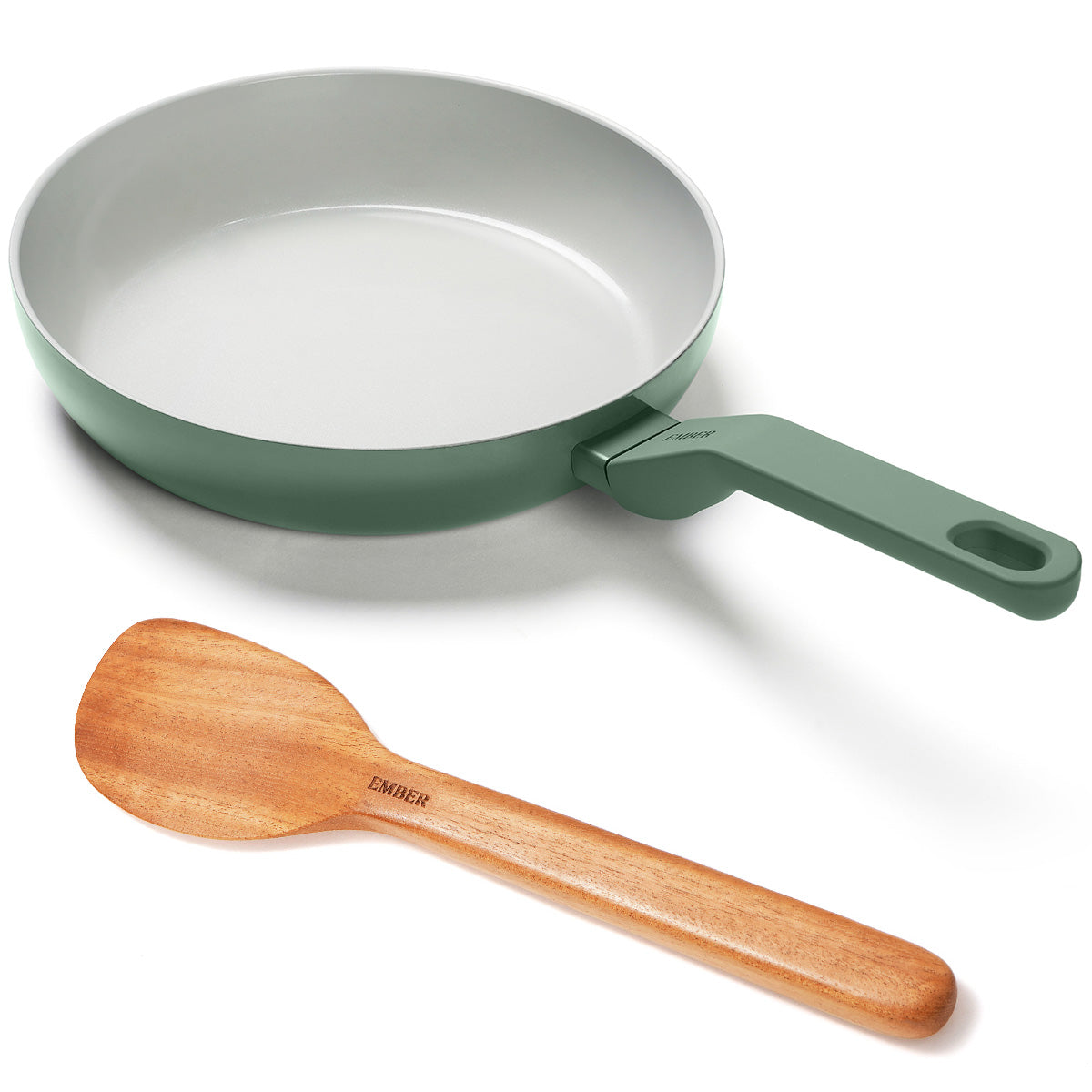 Ember Cookware Arcilla Ceramic Frying Pan 24cm | Non Stick Cookware | Non Toxic Pan | ISI Certified | Ceramic Fry Pan for Cooking | PFAS & PTFE Free | 5-Year Warranty | Green