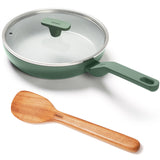 Ember Cookware Arcilla Ceramic Frying Pan | Non Stick Cookware | Non Toxic Pan with Glass Lid | Isi Certified | Ceramic Fry Pan for Cooking | Green
