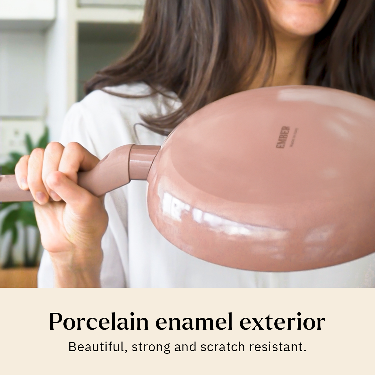 Ember Cookware Arcilla Ceramic Frying Pan 24cm | Non Stick Cookware | Non Toxic Pan | Glass Lid | ISI Certified | Ceramic Fry Pan for Cooking |PFAS PTFE Free| 5-Year Warranty | Terracotta