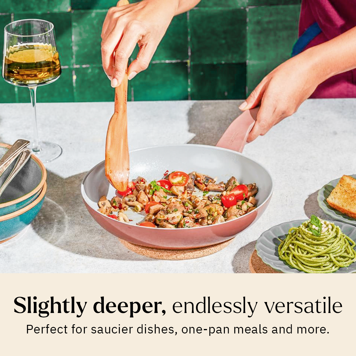 Ember Cookware Arcilla Ceramic Frying Pan 24cm | Non Stick Cookware | Non Toxic Pan | Glass Lid | ISI Certified | Ceramic Fry Pan for Cooking |PFAS PTFE Free| 5-Year Warranty | Terracotta