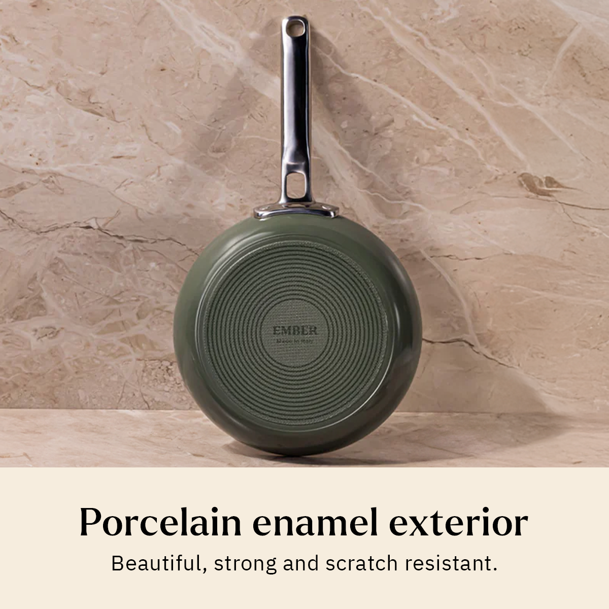 Ember Cookware Arcilla Ceramic Frying Pan 20cm | Non Stick Non Toxic Cookware | ISI Certified | Egg & Omelette Pan | Steel Handle | PFAS & PTFE Free | 5-Year Warranty | Green