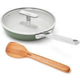 Ember Cookware Arcilla Ceramic Frying Pan with Glass Lid | Non Stick Non Toxic Cookware | Isi Certified | Egg & Omelette Pan | Green