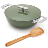 Ember Cookware Arcilla Ceramic Kadai | 2.6 Litre Non Stick Non Toxic Kadai with Metallic Lid | Isi Certified | Ceramic Kadai for Cooking |Green