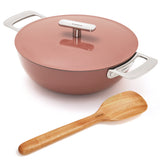 Ember Cookware Arcilla Ceramic Kadai | 2.6 Litre Non Stick Non Toxic Kadai | Metallic Lid | Isi Certified | Ceramic Kadai for Cooking | Terracotta