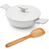 Ember Cookware Arcilla Ceramic Kadai | 2.6 Litre Non Stick Non Toxic Kadai with Metallic Lid | Isi Certified | Ceramic Kadai for Cooking | Grey