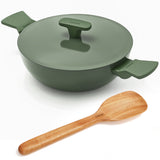 Ember Cookware Arcilla Ceramic Kadai | 2.6 Litre Non Stick Non Toxic Kadai with Metallic Lid | Isi Certified | Ceramic Kadai for Cooking | Green