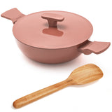 Ember Cookware Arcilla Ceramic Kadai | 2.6 Litre Non Stick Non Toxic Kadai | Metallic Lid | Isi Certified | Ceramic Kadai for Cooking | Terracotta