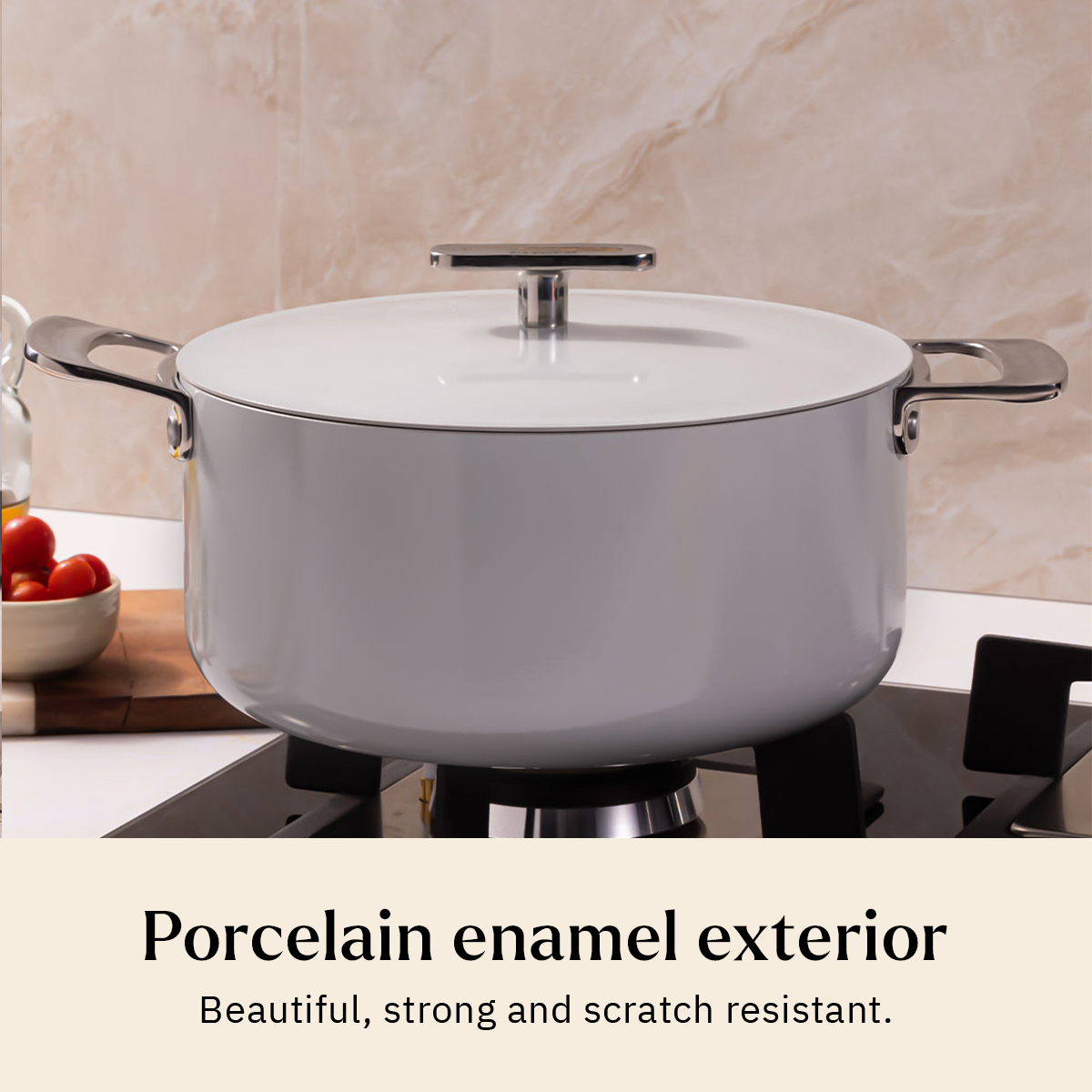 Ember Cookware Arcilla Ceramic Dutch Oven | 5 Litre Non Stick Non Toxic Pot with Lid | Isi Certified | Ceramic Cookware | Biryani Pot | Grey