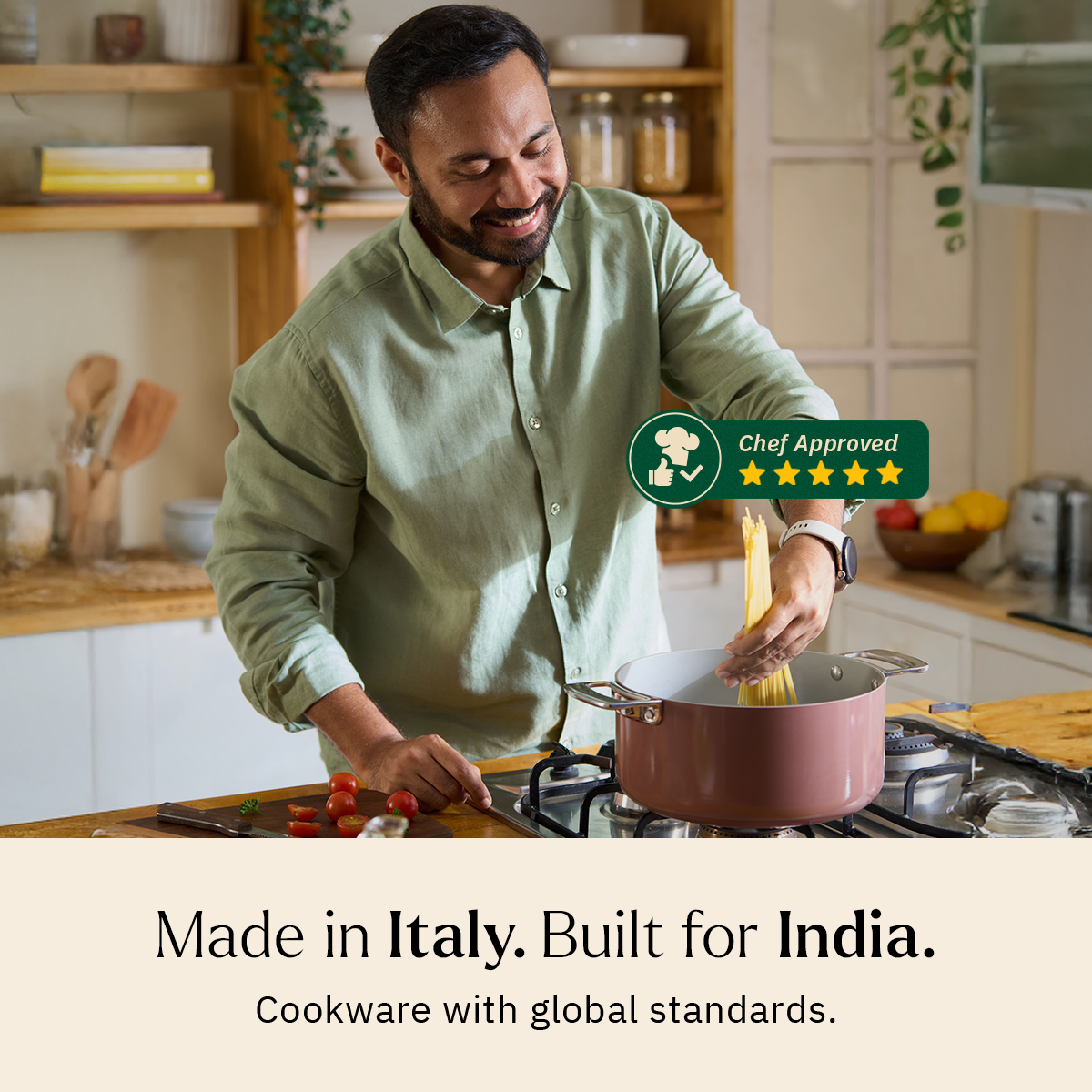 Ember Cookware Arcilla Ceramic Dutch Oven 24cm | 5 Litre Non Stick Non Toxic Pot with Lid | ISI Certified | Ceramic Cookware | Biryani Pot | Steel Handle | PFAS & PTFE Free | 5-Year Warranty | Green