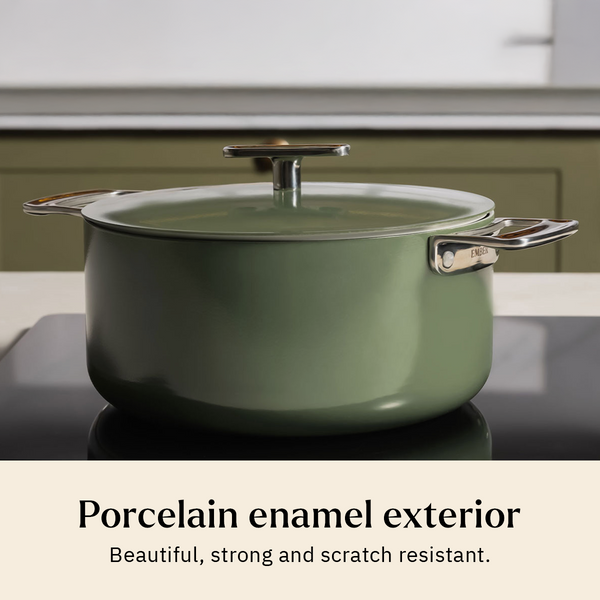 Ember Cookware Arcilla Ceramic Dutch Oven | 5 Litre Non Stick Non Toxic Pot with Lid | Isi Certified | Ceramic Cookware | Biryani Pot | Green dimensions