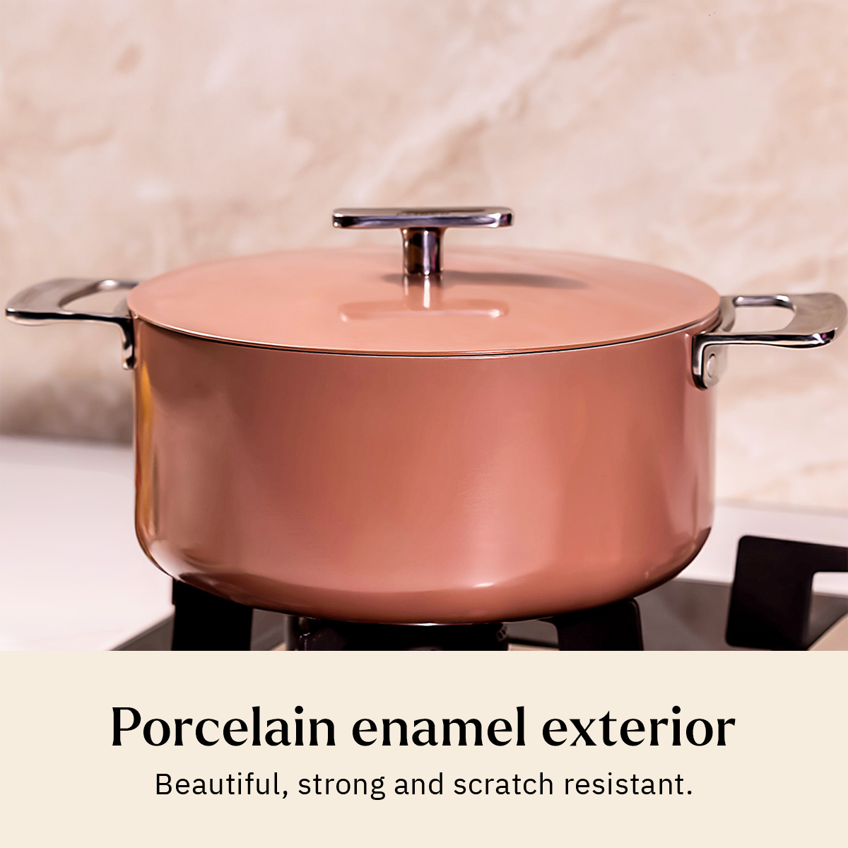 Ember Cookware Arcilla Ceramic Dutch Oven 24cm | 5 Litre Non Stick Non Toxic Pot with Lid | ISI Certified | Ceramic Cookware | Biryani Pot | Steel Handle |PFAS & PTFE Free| 5-Year Warranty |Terracotta