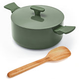 Ember Cookware Arcilla Ceramic Dutch Oven | 5 Litre Non Stick Non Toxic Pot with Lid | Isi Certified | Ceramic Cookware | Biryani Pot | Green