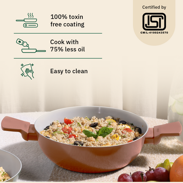 Ember Cookware Arcilla Ceramic Dutch Oven | 5 Litre Non Stick Non Toxic Pot with Lid | Isi Certified | Ceramic Cookware | Biryani Pot | Terracotta dimensions