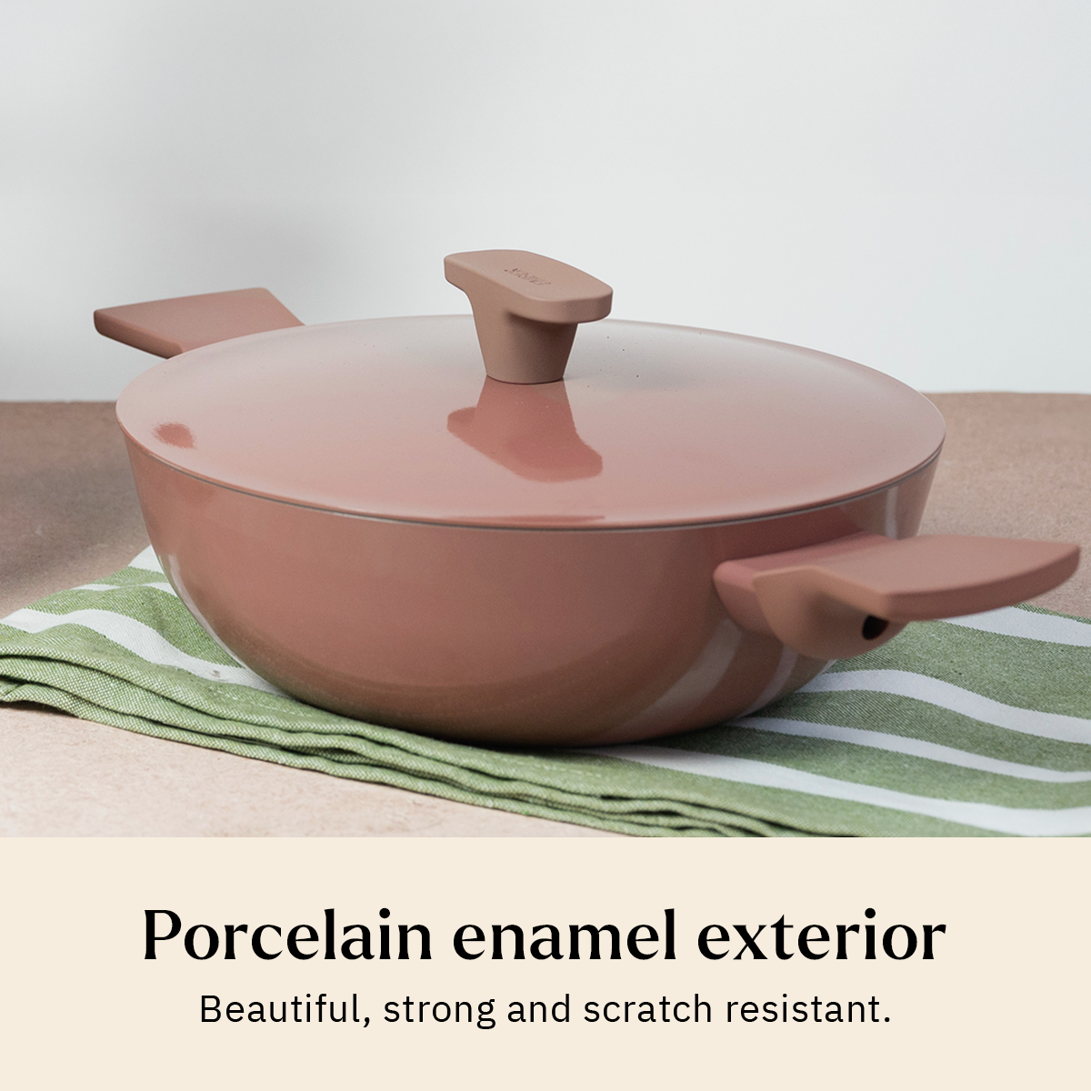Ember Cookware Arcilla Ceramic Dutch Oven 24cm | 5 Litre Non Stick Non Toxic Pot with Lid | ISI Certified | Ceramic Cookware | Biryani Pot | PFAS & PTFE Free| 5-Year Warranty | Terracotta