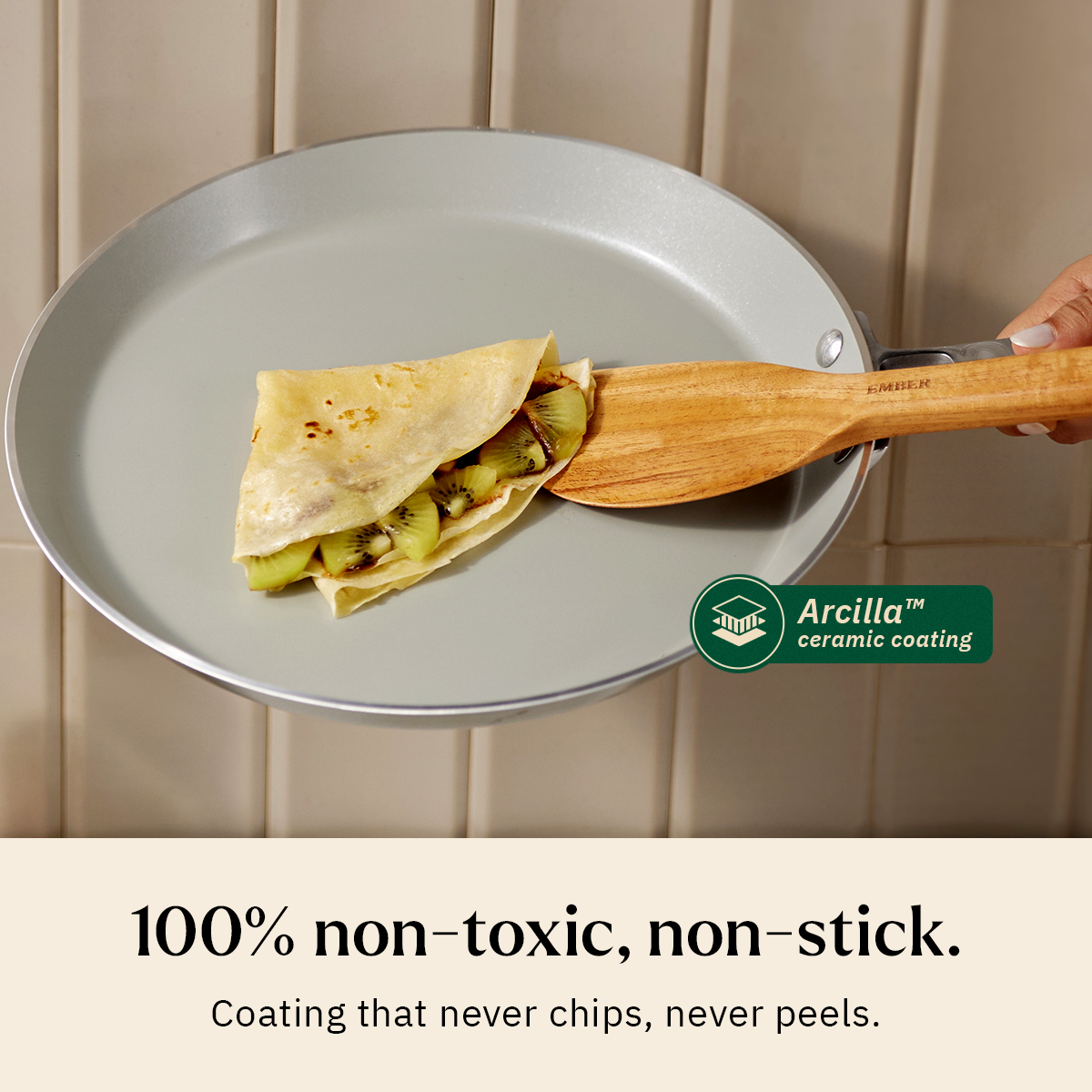 Ember Cookware Arcilla Ceramic Non Stick Tawa 28cm | Non Toxic Roti & Chapati Pan | ISI Certified | Ceramic Cooking Tawa | Steel Handle | PFAS & PTFE Free | 5-Year Warranty | Grey