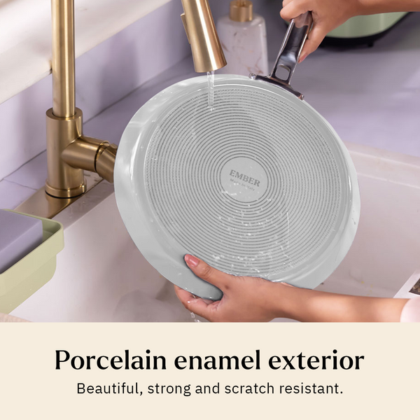 Ember Cookware Arcilla Ceramic Non Stick Tawa | Non Toxic Roti & Chapati Pan | Isi Certified | Ceramic Cooking Tawa | Grey dimensions
