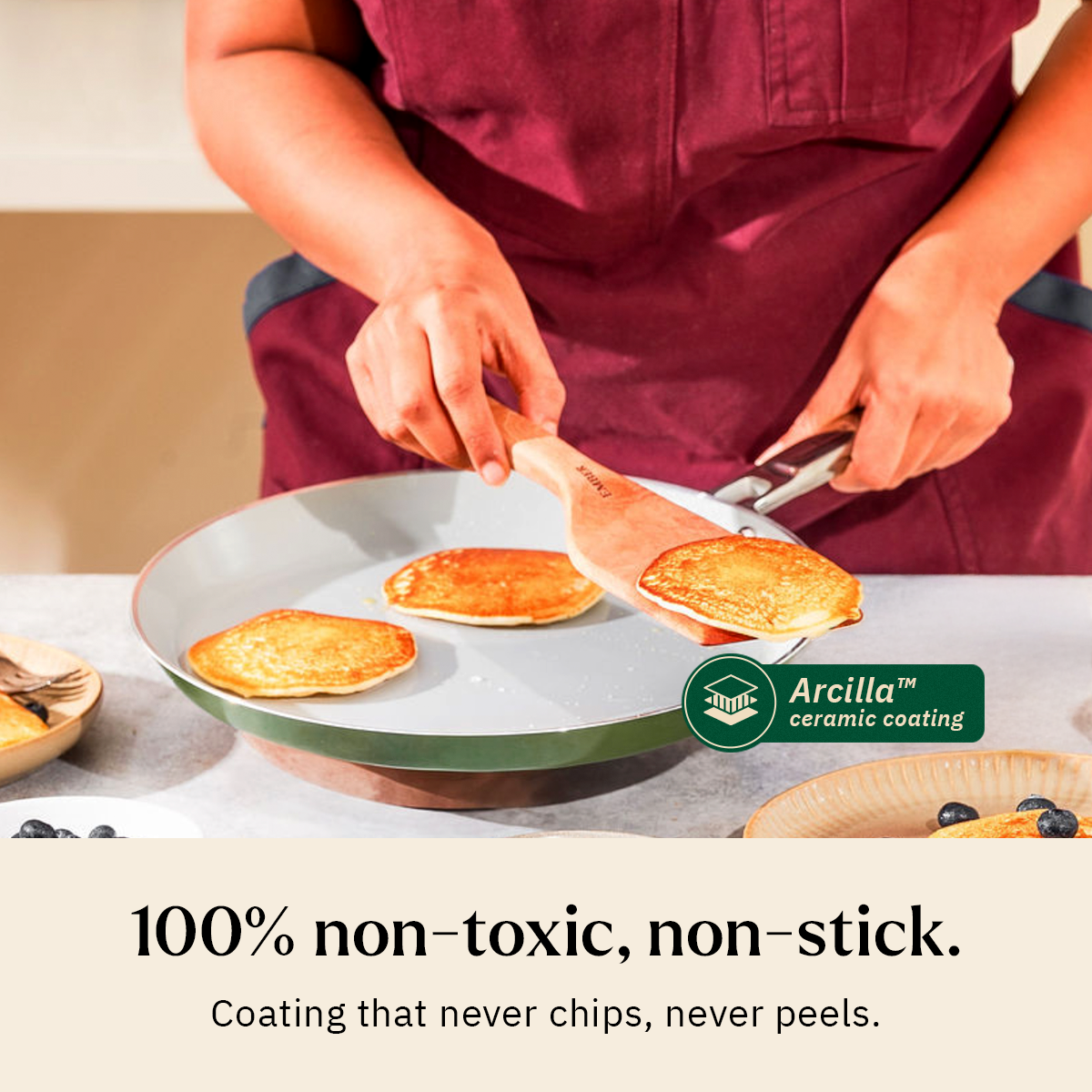 Ember Cookware Arcilla Ceramic Non Stick Tawa | Non Toxic Roti & Chapati Pan | Isi Certified | Ceramic Cooking Tawa | Green