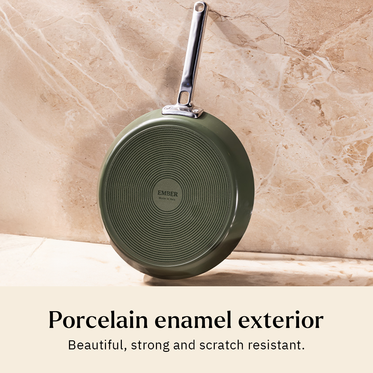 Ember Cookware Arcilla Ceramic Non Stick Tawa 28cm | Non Toxic Roti & Chapati Pan | ISI Certified | Ceramic Cooking Tawa | Steel Handle | PFAS & PTFE Free | 5-Year Warranty | Green