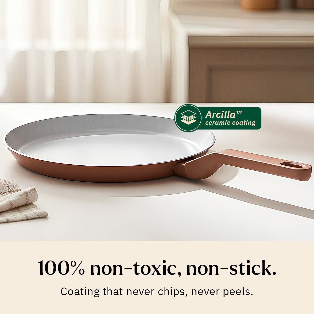 Ember Cookware Arcilla Ceramic Non Stick Tawa 28cm | Non Toxic Roti & Chapati Pan | ISI Certified | Ceramic Cooking Tawa | PFAS & PTFE Free | 5-Year Warranty | Terracotta