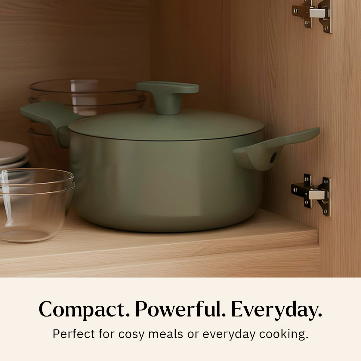 Ember Cookware Arcilla Ceramic Dutch Oven 20cm | 2.6 Litre Non Stick Non Toxic Pot with Metallic Lid | ISI Certified | Ceramic Cookware | Biryani Pot | PFAS & PTFE Free | 5-Year Warranty | Green
