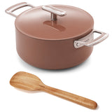 Ember Cookware Arcilla Ceramic Dutch Oven | 2.6 Litre Non Stick Non Toxic Pot with Metallic Lid | Isi Certified | Ceramic Cookware | Biryani Pot | Terracotta