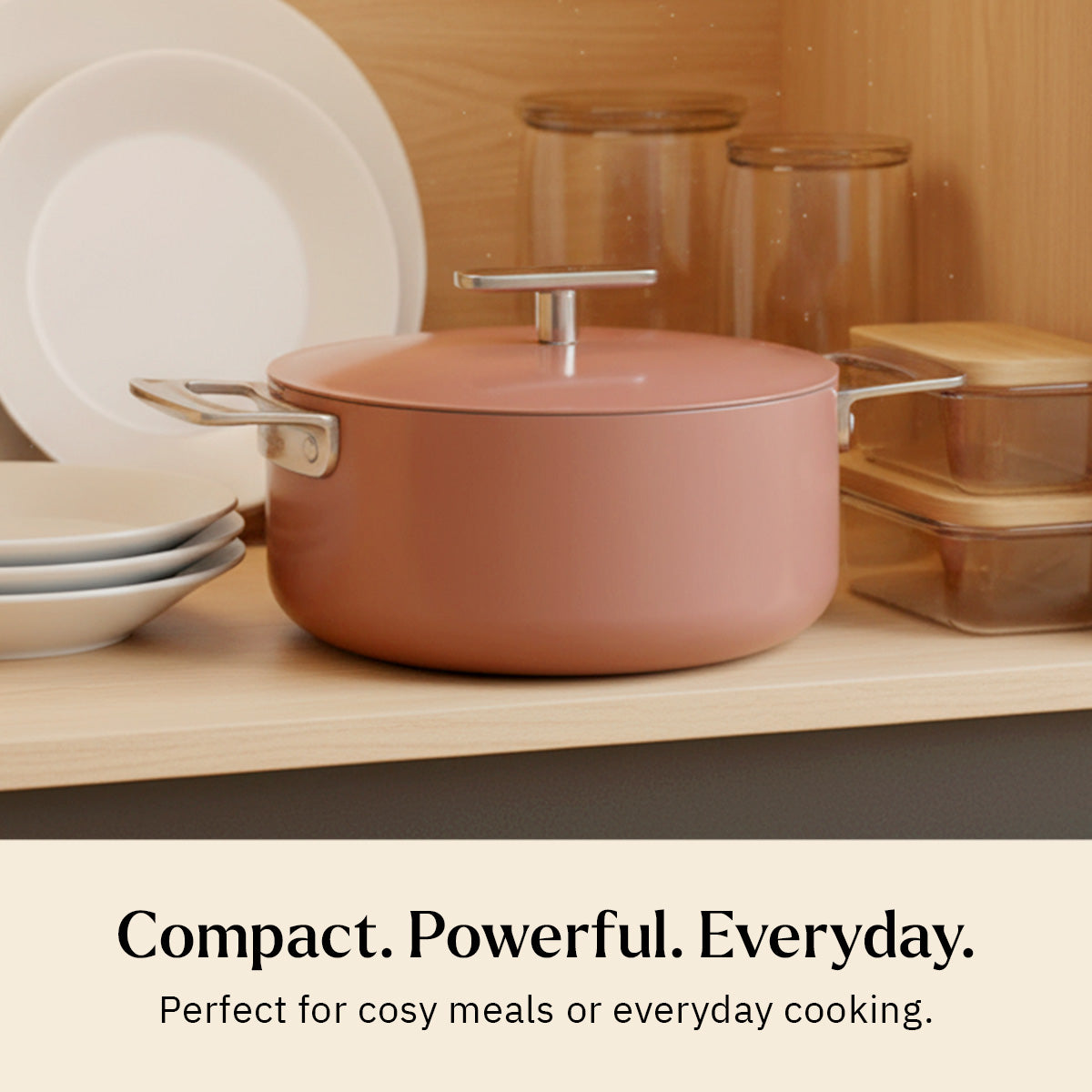 Ember Cookware Arcilla Ceramic Dutch Oven | 2.6 Litre Non Stick Non Toxic Pot with Metallic Lid | Isi Certified | Ceramic Cookware | Biryani Pot | Terracotta