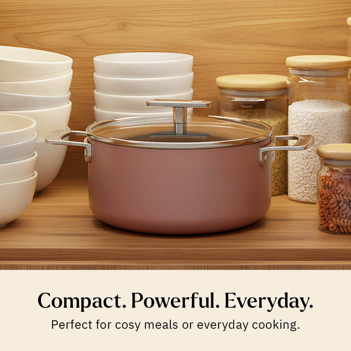 Ember Cookware Arcilla Ceramic Dutch Oven | 2.6 Litre Non Stick Non Toxic Pot with Glass Lid | Isi Certified | Ceramic Cookware | Biryani Pot | Terracotta