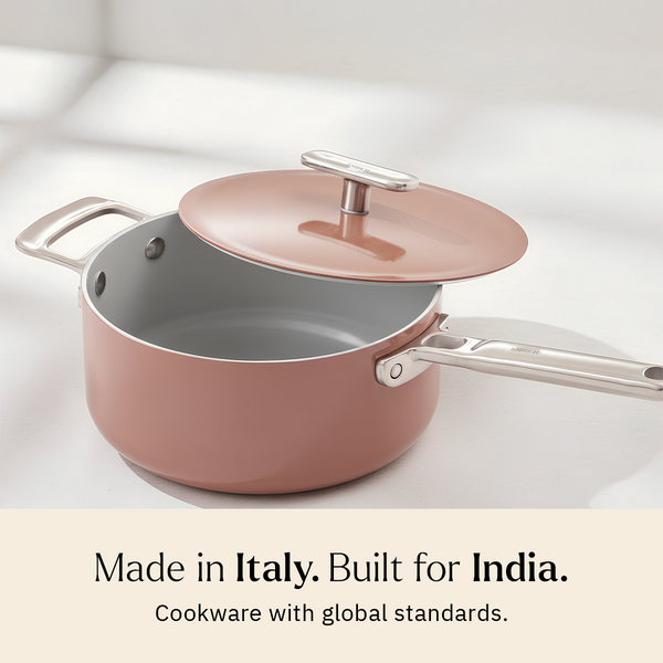 Ember Cookware Arcilla Ceramic Saucepan | Non Stick Pan with Metallic Lid | Isi Certified | Ceramic Cookware | Tea Pan| Milk Pan | Terracotta dimensions