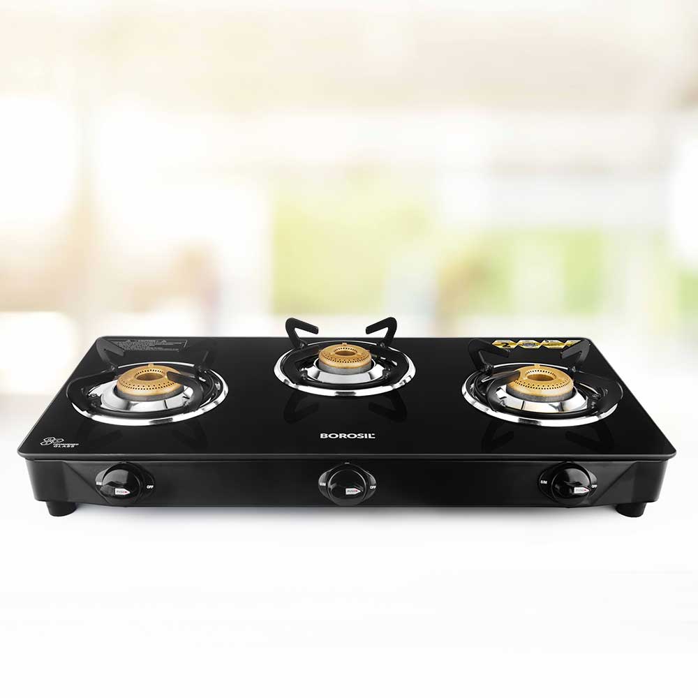 BOROSIL MAGNUM 3 BURNER COOKTOP 8MM TOUGHENED GLASSTOP
