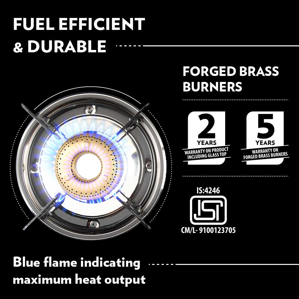 BOROSIL MAGNUM 3 BURNER COOKTOP 8MM TOUGHENED GLASSTOP