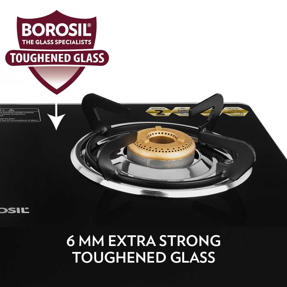 BOROSIL MAGNUM 3 BURNER COOKTOP 8MM TOUGHENED GLASSTOP