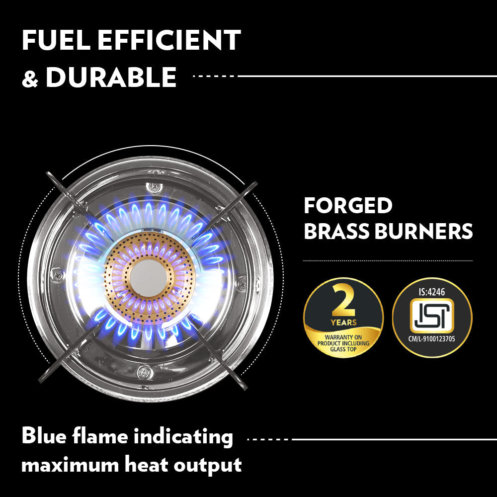 BOROSIL MAGNUM PRO 3 BURNER COOKTOP 8MM TOUGHENED GLASSTOP