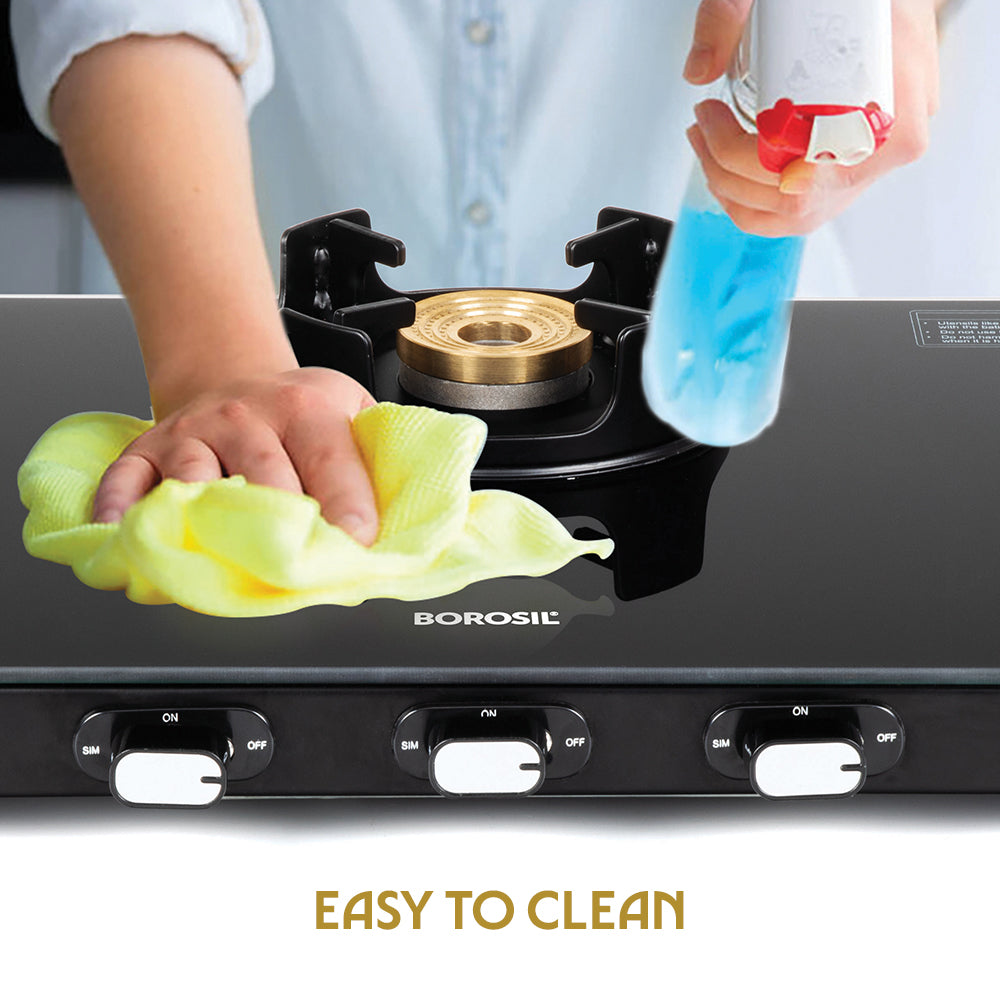BOROSIL FLAME STAR 3 BURNER COOKTOP  8MM TOUGHENED GLASSTOP