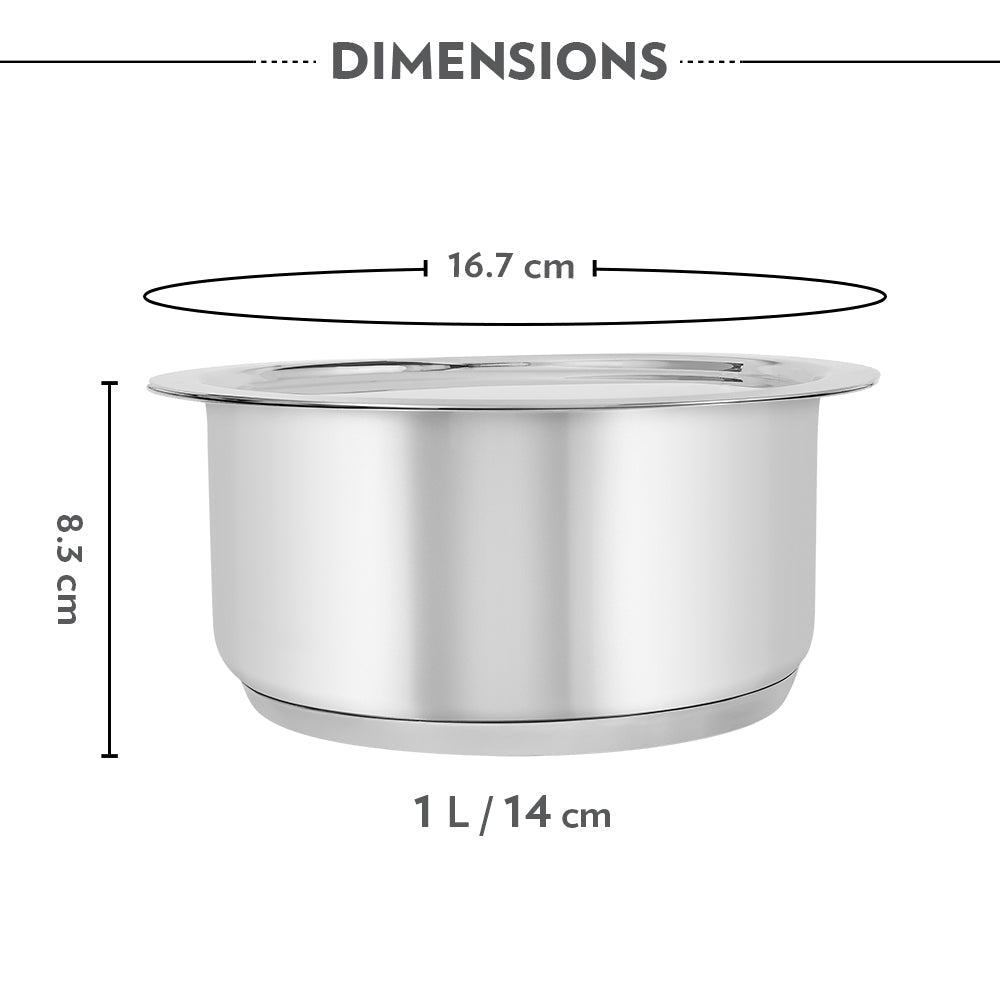 BOROSIL TOPE WITH LID 14CM 1 LITRE
