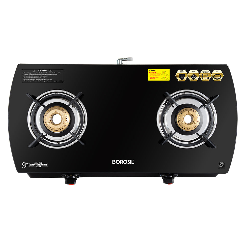 BOROSIL PRIMA 2 BURNER COOKTOP  8MM TOUGHENED GLASSTOP