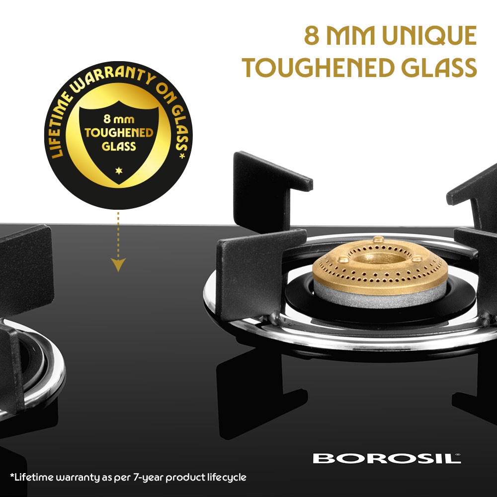 BOROSIL PRIMA 3 BURNER COOKTOP 8MM TOUGHENED GLASSTOP
