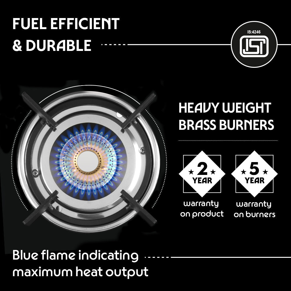 BOROSIL PRIMA 3 BURNER COOKTOP 8MM TOUGHENED GLASSTOP