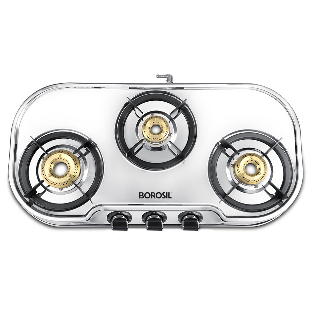 BOROSIL IGNITE PRO 3 BURNER COOKTOP STAINLESS STEEL