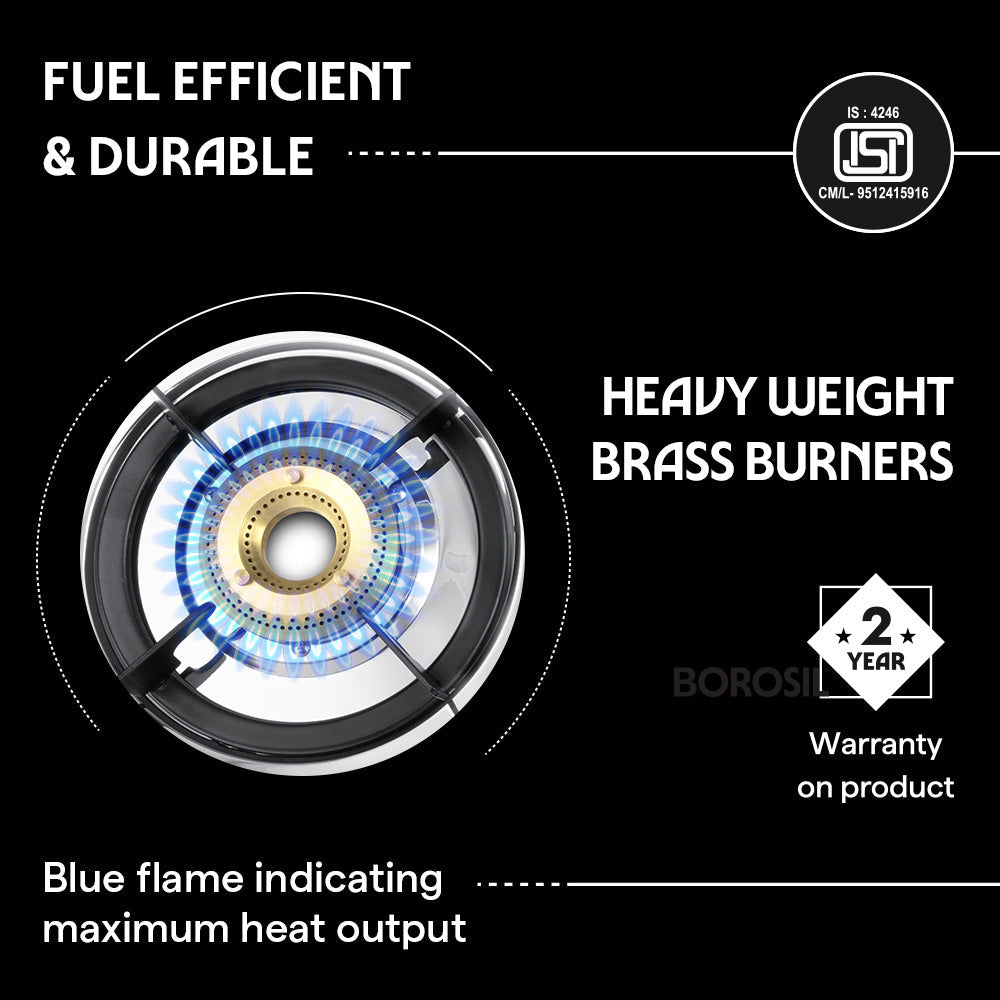 BOROSIL IGNITE PRO 3 BURNER COOKTOP STAINLESS STEEL