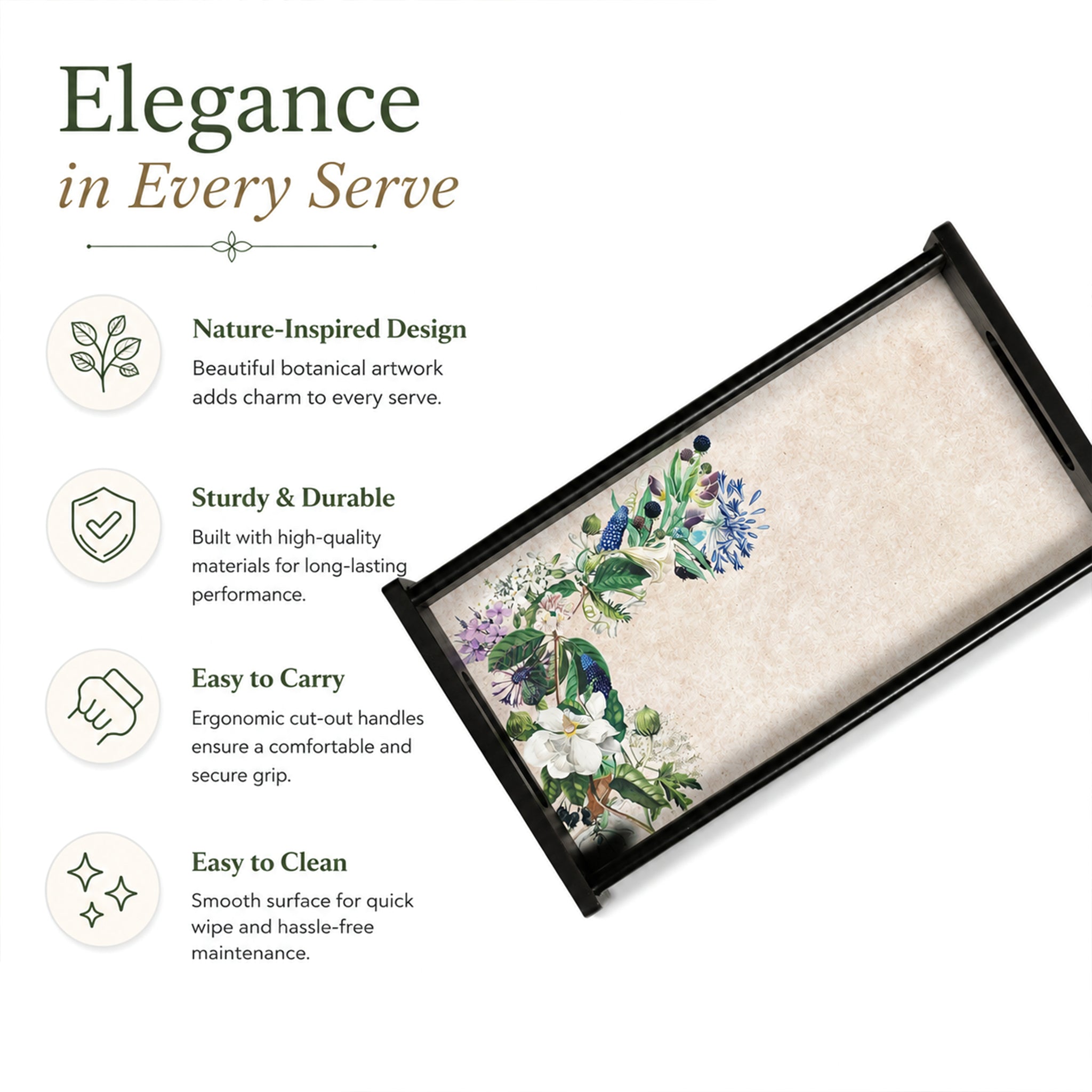 Floral Garden Wooden Tray Small