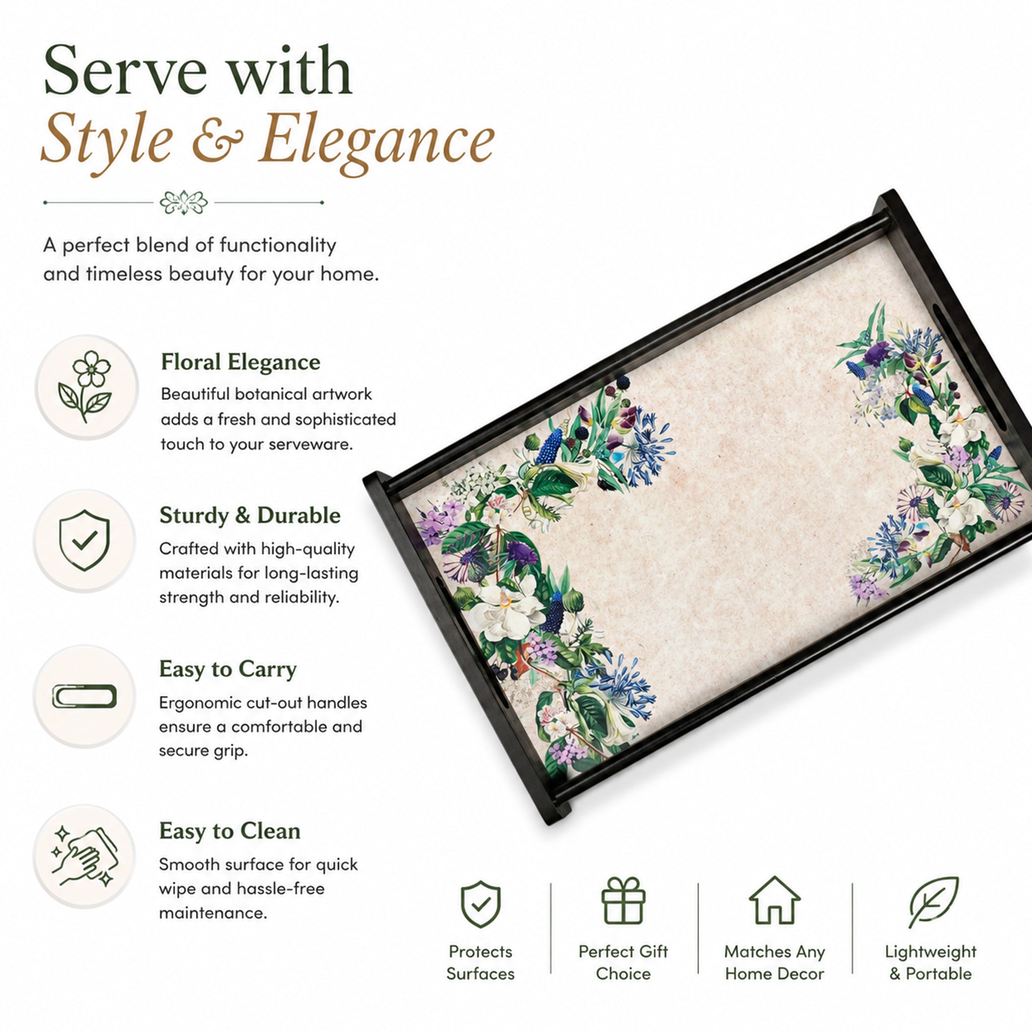 Floral Garden Wooden Tray Medium