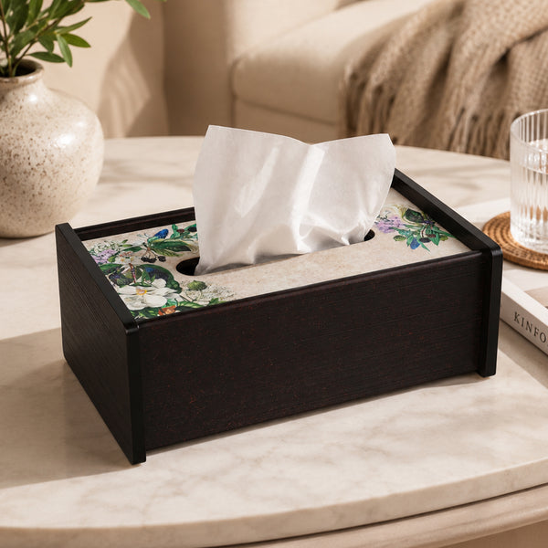 Floral Garden Wooden Tissue Holder dimensions