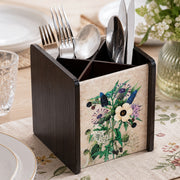 Floral Garden Wooden Cutlery Holder
