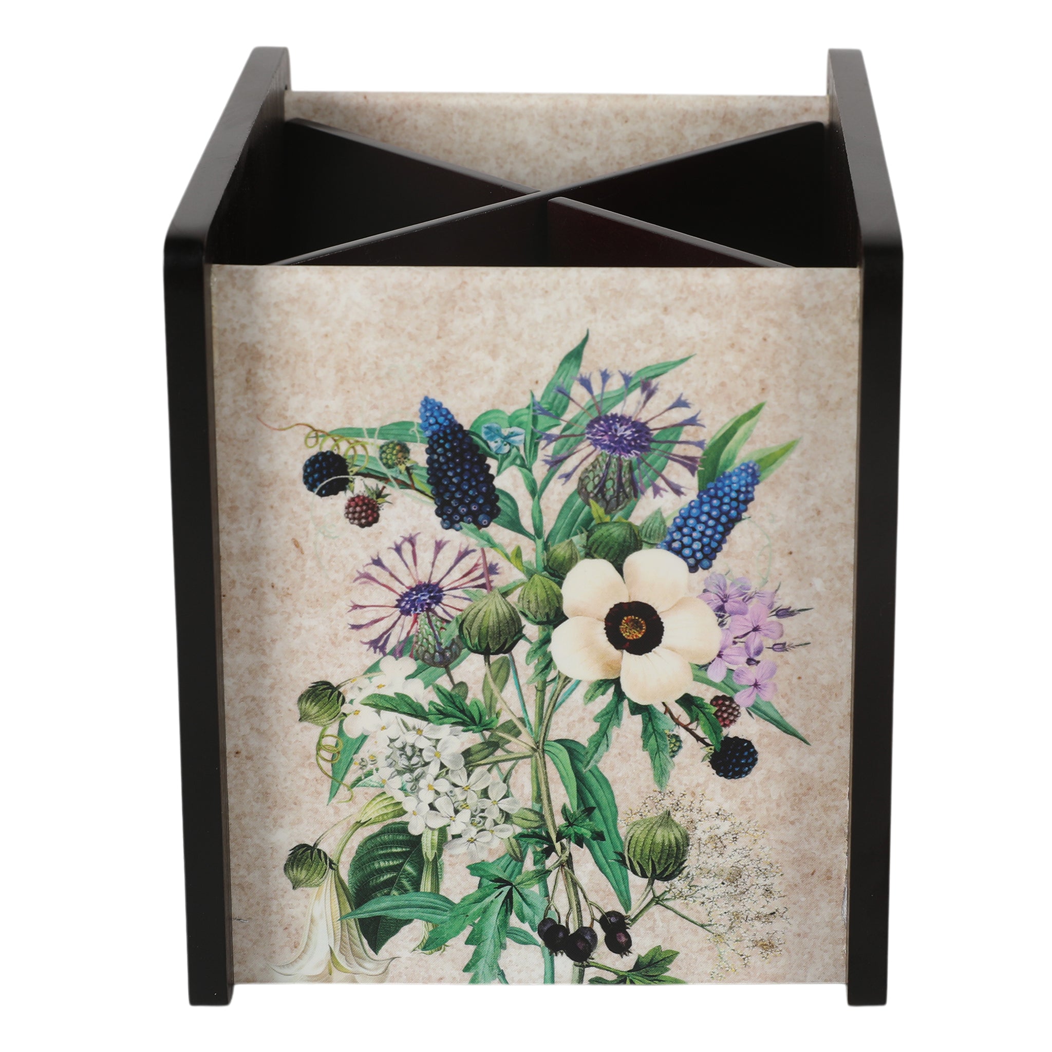 Floral Garden Wooden Cutlery Holder