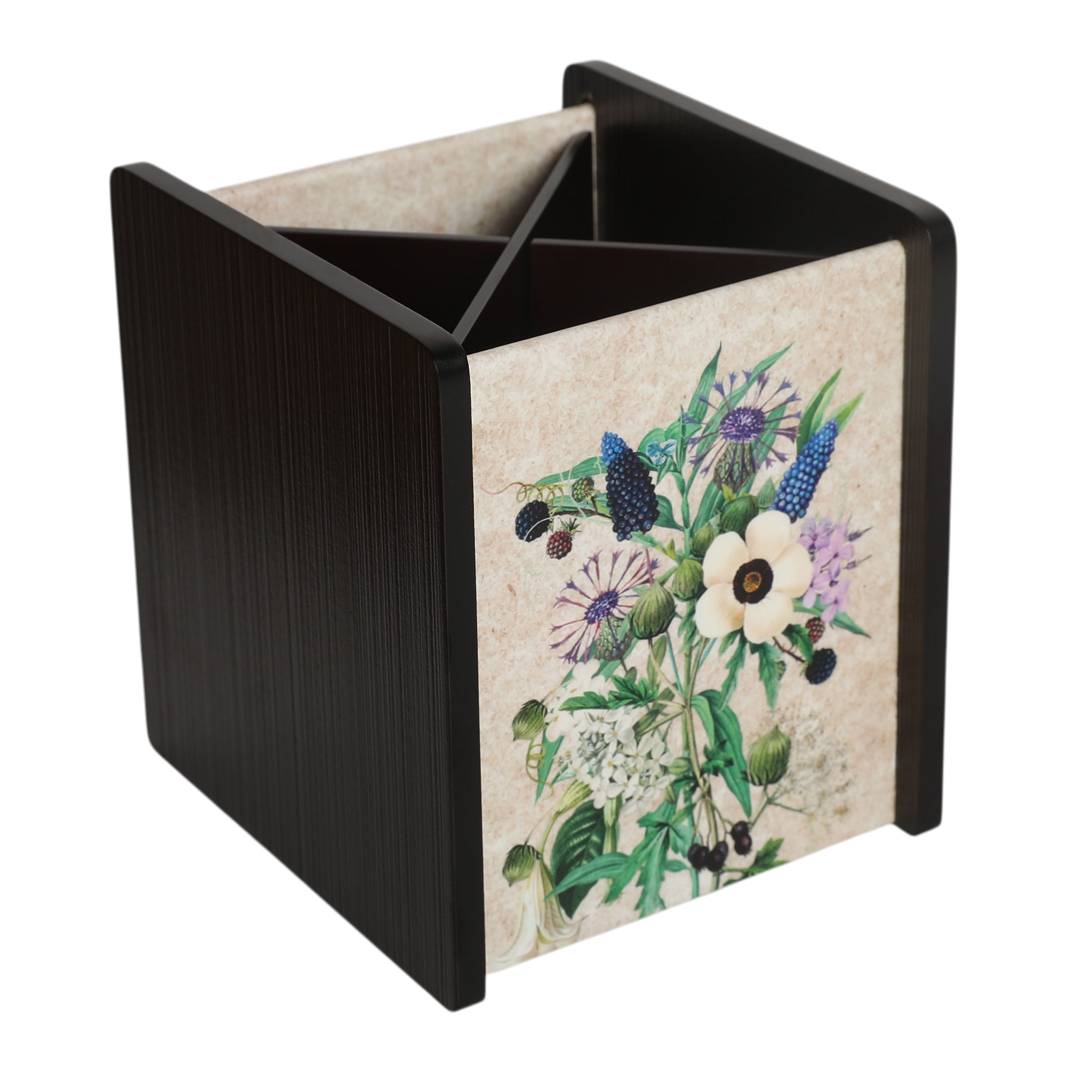 Floral Garden Wooden Cutlery Holder