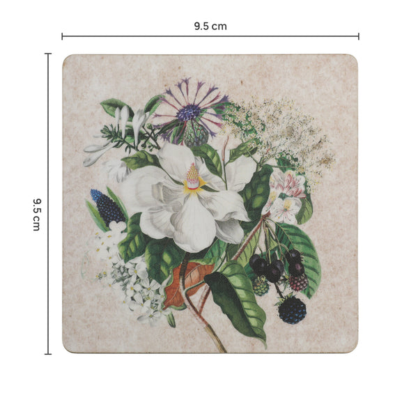 Floral Garden Wooden Coaster with Stand dimensions