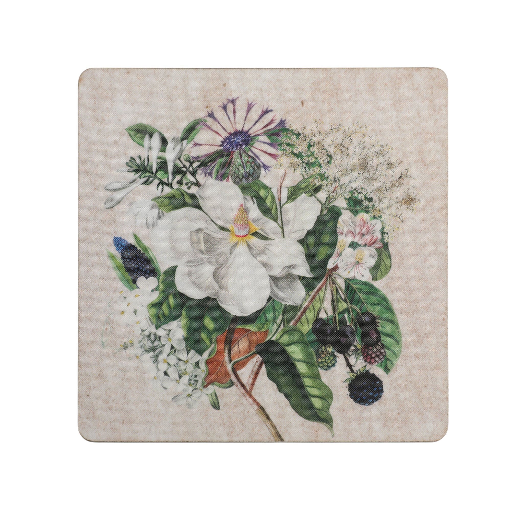 Floral Garden Wooden Coaster With Stand